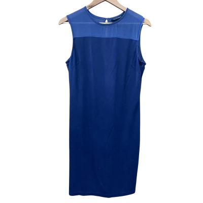 Alpha60 Navy Blue Sheer-Contrast Dress Size M