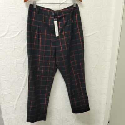 Black Friday Womens  Size 14 Metallic Check Tartan Pant NWT RRP$88