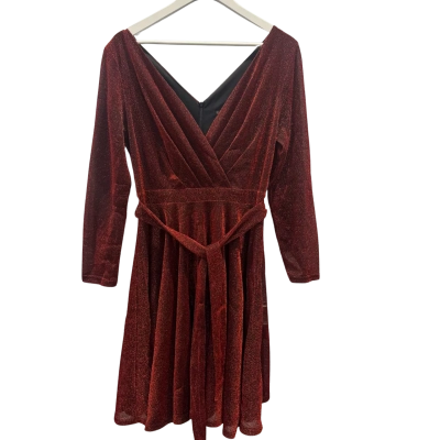 Caroline Morgan Womens  Size 12 Midi Dress Black  / Red 