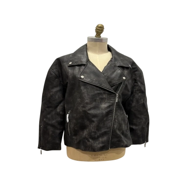 NEW Perfect Stranger Womens  Size 10 Faux Leather Jacket Grey 