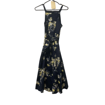 Womens Rachel Roy Size 6 Navy Blue Maxi Dress with Yellow Flowers