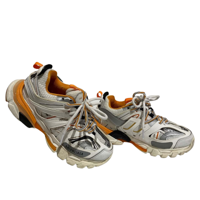  Track Unisex  Size 4 Blue / Burnt Orange / White Sneakers 