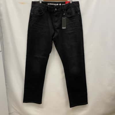 Connor Mens Straight Stretch Denim Pants Size 36 Black RRP$70