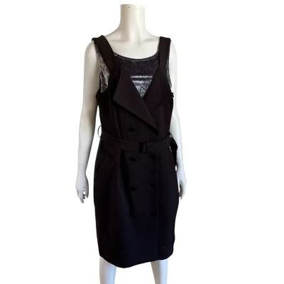 New City Chic Womens  Size S Sexy Tux Sleeveless Blazer Dress  Black  