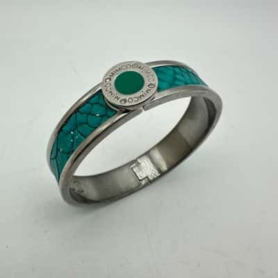 Mimco Turquoise Textured Leather Bangle