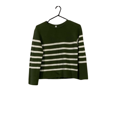 Uniqlo Womens  Size XS Long Sleeve Shirt Green / Striped / White 