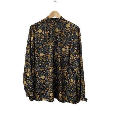Euro edit Womens  Size L Blouse Black  / Floral / Green / Mustard 