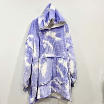 Oodie Hoodie mauve & white pattern 