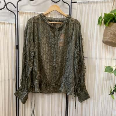 Scotch & Soda Women’s Size L Long Sleeve Blouse Green - New With Tags