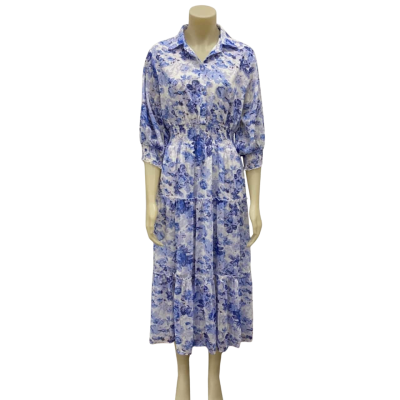  Womens  Size 10 Chasing Kate by StFrock Maxi Dress Blue / Floral 