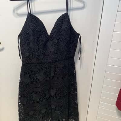 Forever New Womens  Size 12 Shoestring Strap Dress Black  