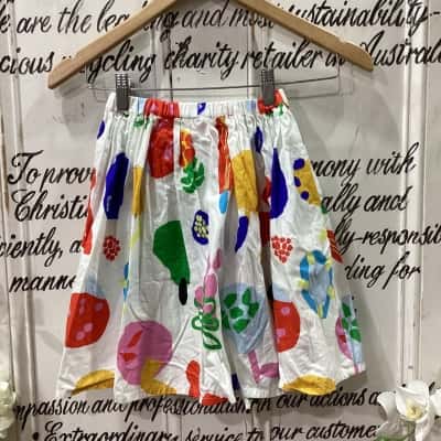 Gorman PLAY GROUND Brand! QUIRKY LITTLE SKIRT! ABSRACT ART PRINTED THROUGHOUT! ORGANIC COTTON! Kids  Size 5 / 6 Dresses & Skirts Multicoloured / Pattern / White 