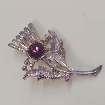 Vintage Brooch with Purple Crystal