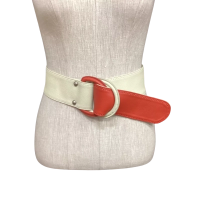 Fossil Womens  Size M Two Tone Belt Cream / Red
