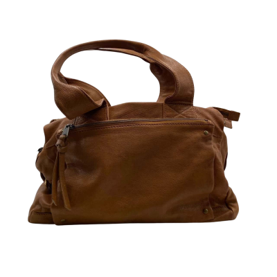 Witchery Womens  Brown Double Zipper Leather Handbag 35 x 23 x 10cm Used VGC.    HB2