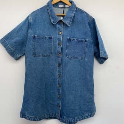 The Self Styler Denim Short Sleeve Mini Dress Size 16