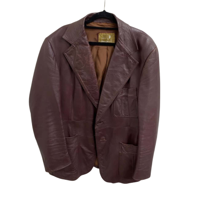 Vintage Peter Shearer Mens  Size 44 Leather Jacket Maroon 
