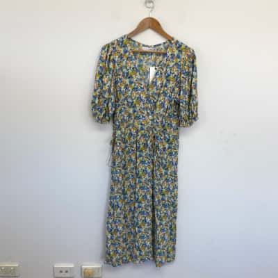 Faithfull The Brand Vionett Floral Print Marta Midi Dress  Size 12 