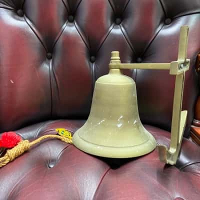 Vintage Marine Brass Bell With Anchor Decor