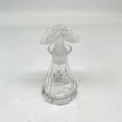 Vintage Art Deco Frosted and Clear Glass Perfume Bottle 