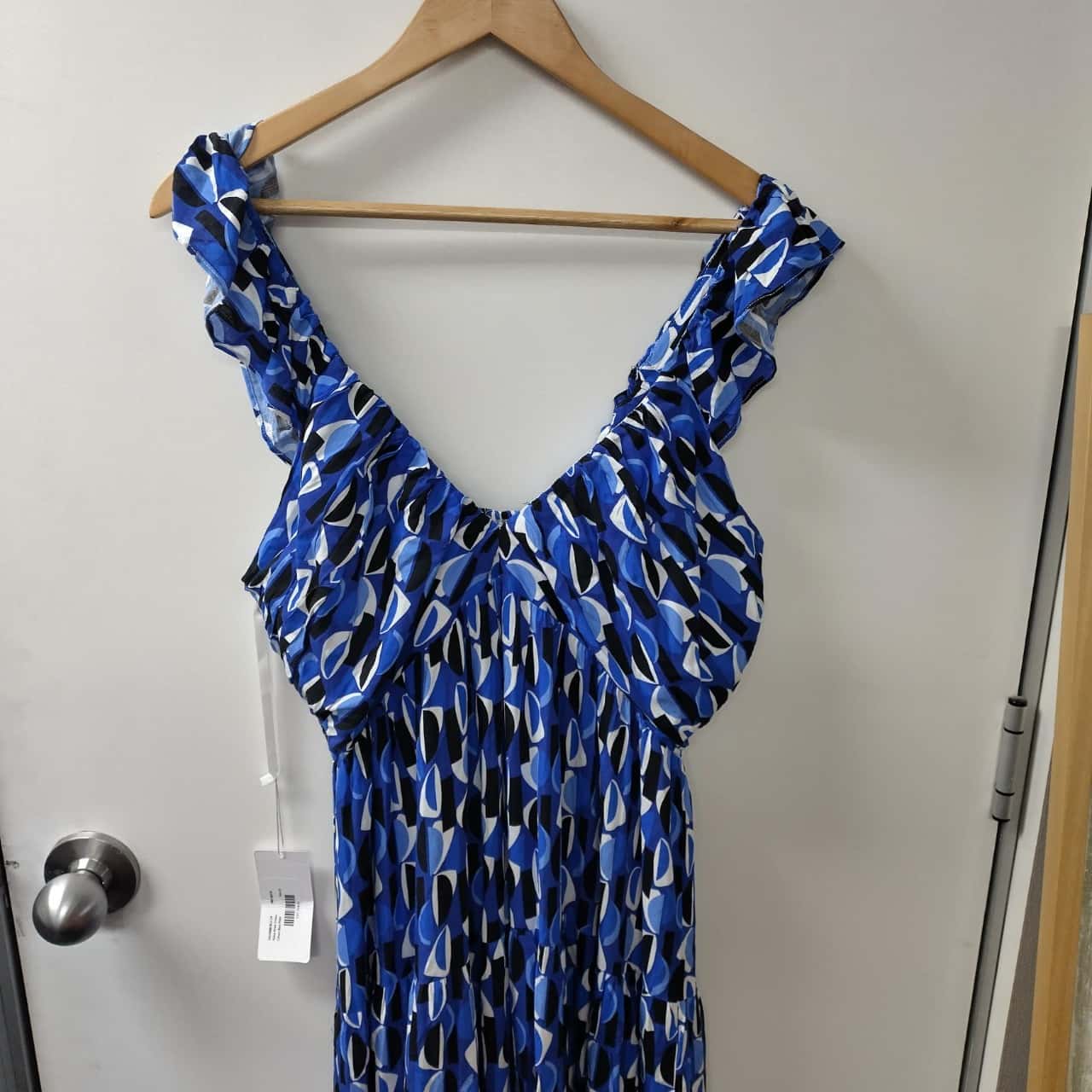 Billy J Women's Maxi Dress Size 14 Blue / Black/White (s)