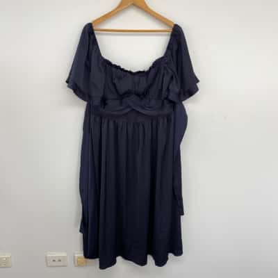 Two Sisters Navy Blue Short SLeeve Midi Dress  Size 18