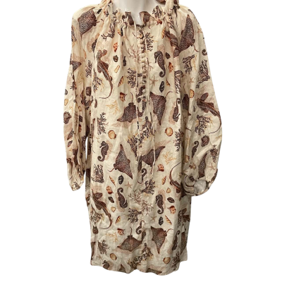 Ralf Womens  Size L / M Free Size Dress Brown / Cream / Floral 