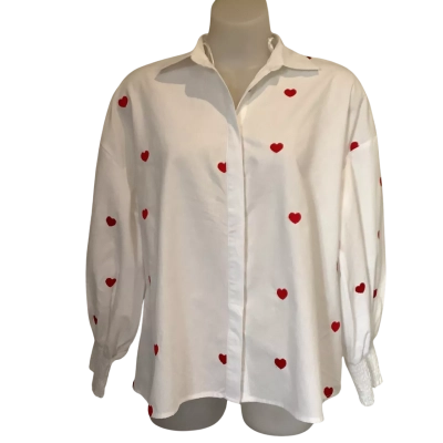 BNWT*. Abel the Label.   White Cotton Boxy  Heart Shirt.   Size S 