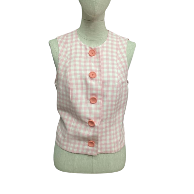 NEW  Sleeper Size XL Vest Jacket Checked / Pink  / White 