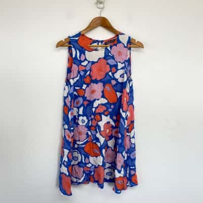 Mister Zimi Red Blue Floral Sleeveless Mini Dress  Size 10 