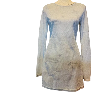 White Fox M Silver Long Sleeve Mini Dress 