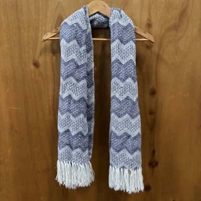 Figueroa Alpaca Blue & White Woven Scarf 