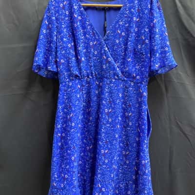 Tokito Womens Size 10 Floral Patterned Blue Dress