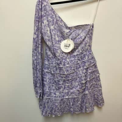 La Maison  Womens  Size S Mini Dress / Off The Shoulder Dress Purple / White 