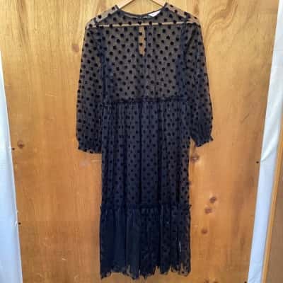 Gorman Black Patterned Sheer Dress Size 8
