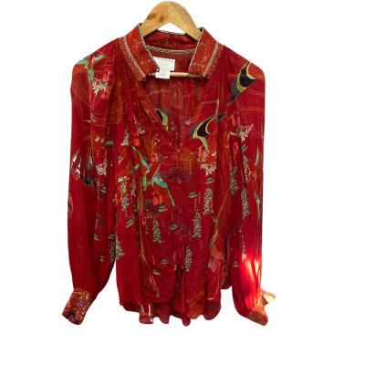 Camilla Womens Red Silk Top 
