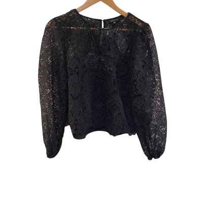 BNWT Portmans Womens Size 16 See-Through Mesh Black Top RRP $119.95