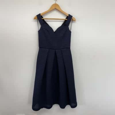 Rodeo Show Navy Blue Textured Sleeveless Midi Dress  Size 10 