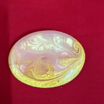  Women's Decorative Enamel Brooch with Marbled, Organic Design