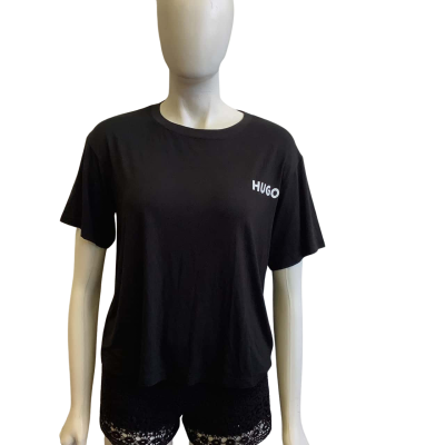 BNWT HUGO Women's Size S Crop T-shirt Black  