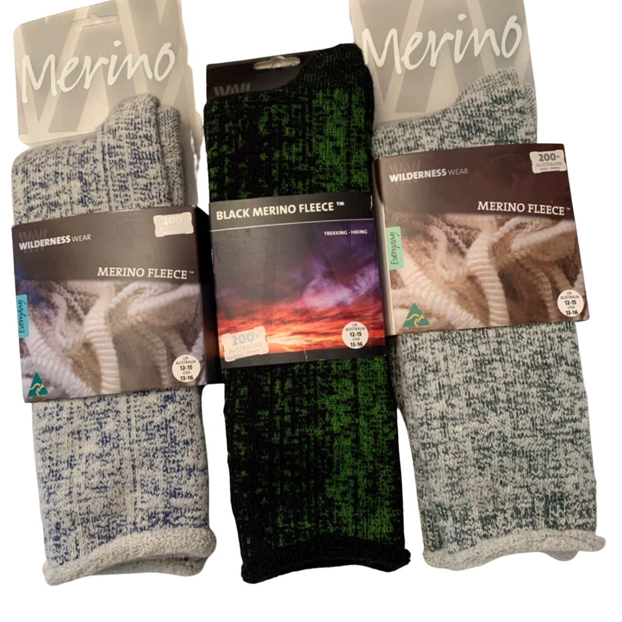 Mens 3 Pairs of Wilderness Wear Merino Fleece Wool Socks UK 12151664811(s)