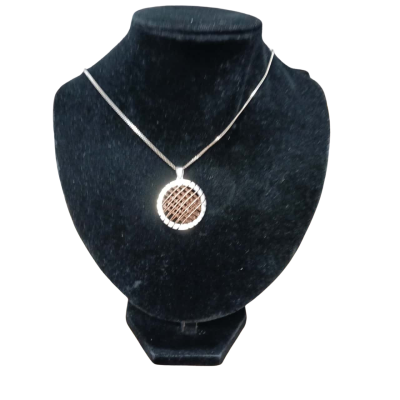  Womens    925 Silver Necklace  and Mesh Disc Pendant