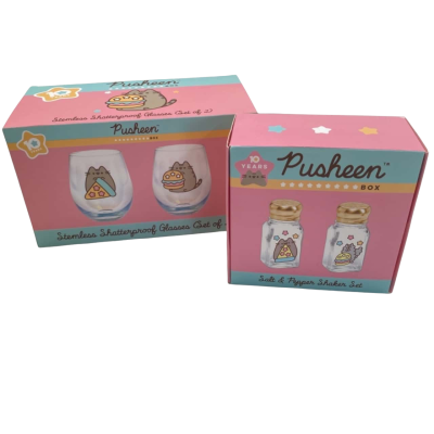 Pusheen Salt & Pepper Shakers AND Glasses Set
