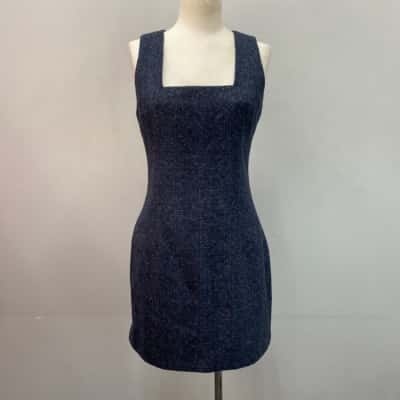 Valente Womens  Size 12 Wool blend Tweed Dress Blue / Grey 