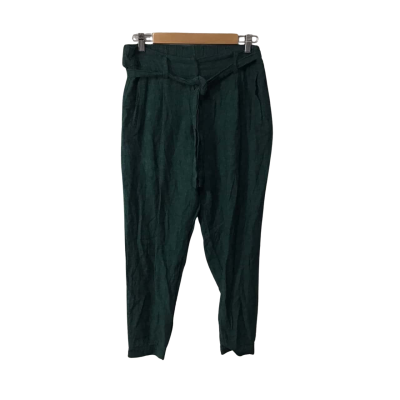 Sussan Womens Size 8 Bottle Green Linen Blend Cuff Ankle Pants with Belt