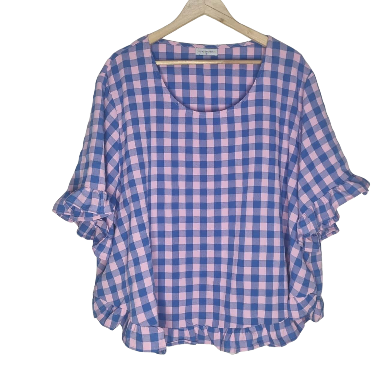 Little Party Dress Women's Blue And Pink Check Top Size 20 (s)