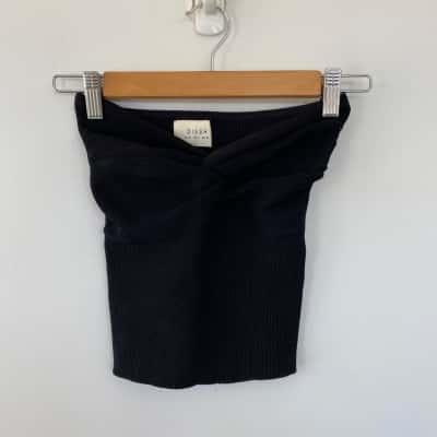 Dissh Black Knit Strapless Top Size 6 