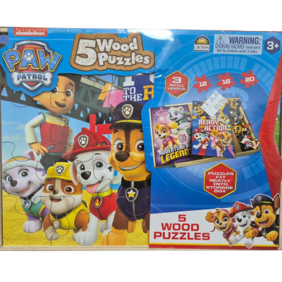 Paw Patrol - 5x Wooden Puzzles - New Sealed. 