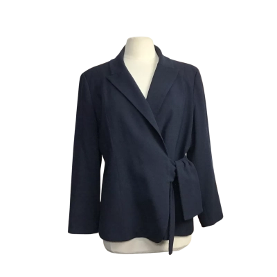 Perri Cutten Womens  Size 16 Navy Blue Cross Over Collared Jacket
