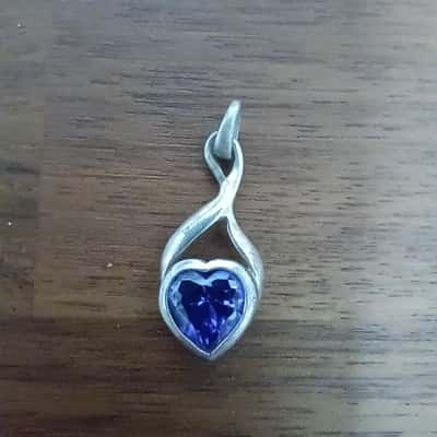 Purple Stoned Pendant Stamped '925'